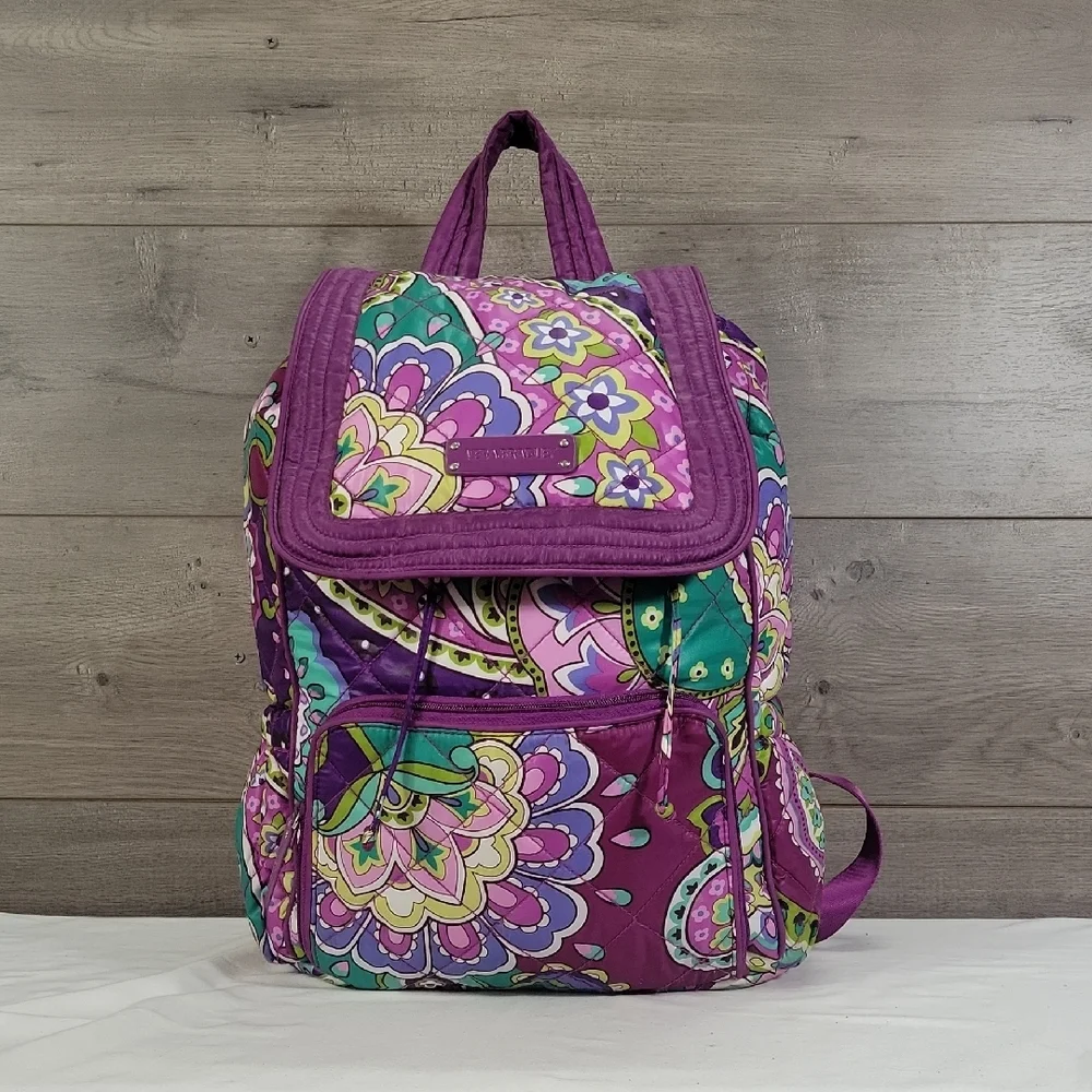 Vera Bradley Heather Purple Paisley Floral Quilted Nylon Backpack